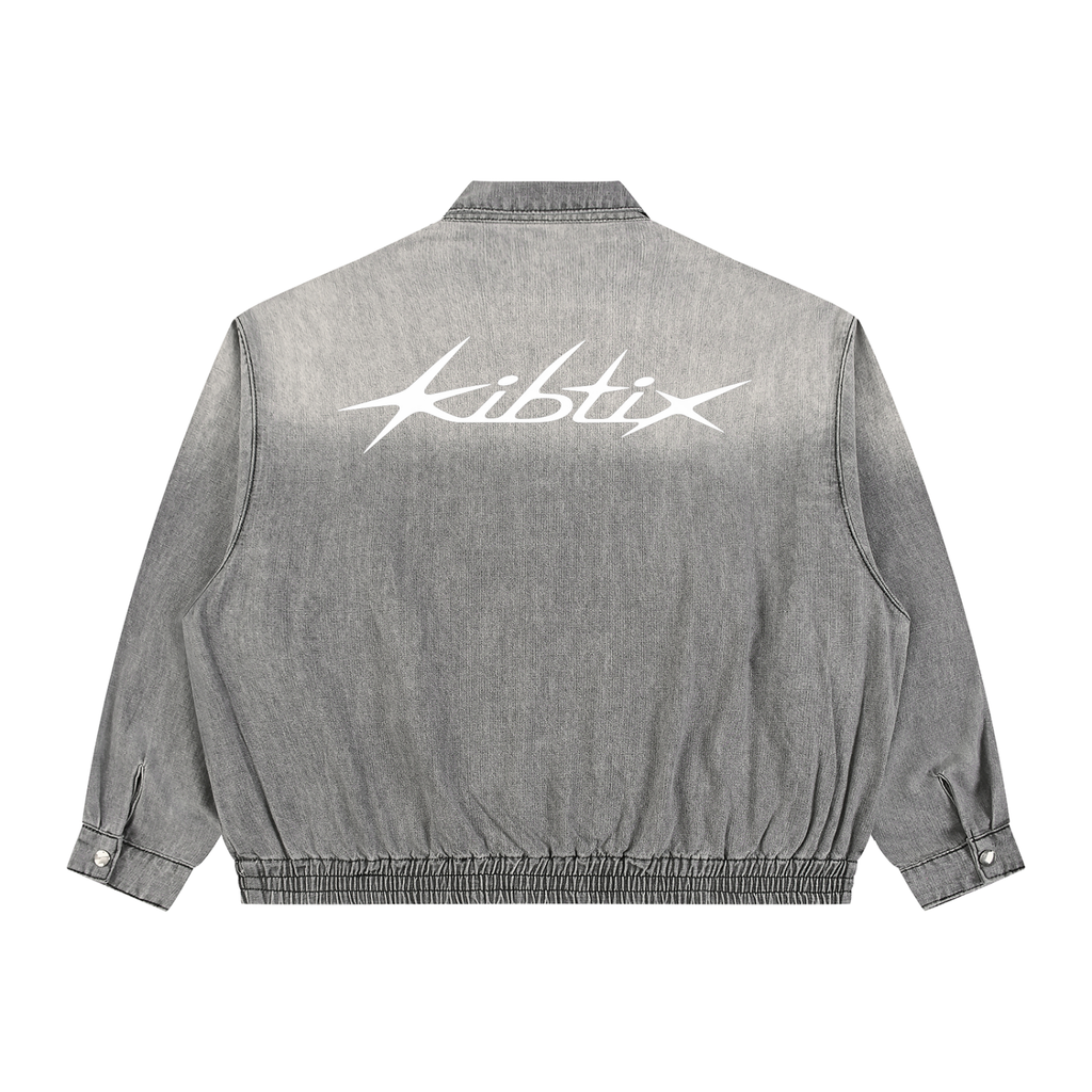 Unisex Vintage Wash Full-Zip Denim Jacket
