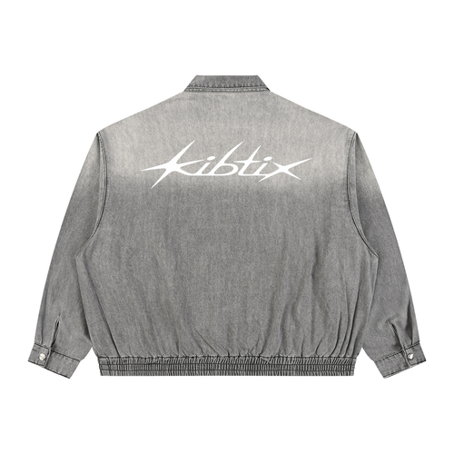 Unisex Vintage Wash Full-Zip Denim Jacket