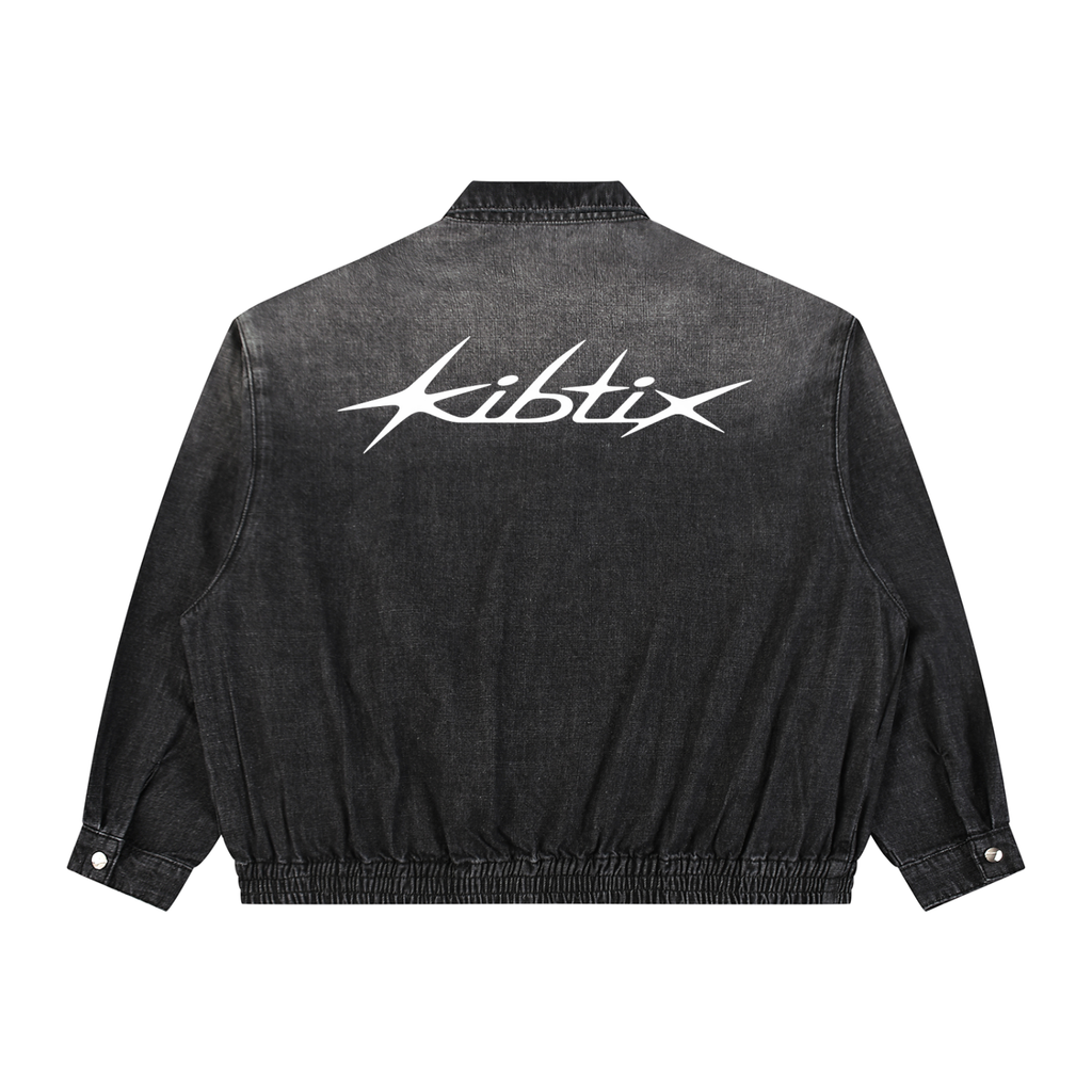 Unisex Vintage Wash Full-Zip Denim Jacket