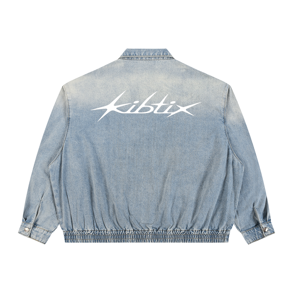 Unisex Vintage Wash Full-Zip Denim Jacket