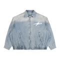 Unisex Vintage Wash Full-Zip Denim Jacket